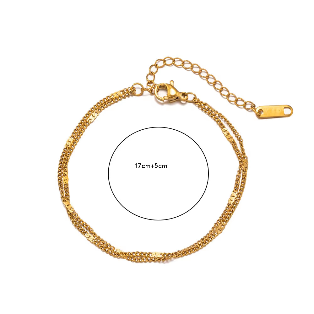 Glow Minimal – Stainless Steel Double-Layer Chain Bracelet for Women