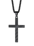 American Flag Cross Pendant Necklace for Men Black Chain Necklace First Communion Religious Jewelry Gifts for Birthday Christmas