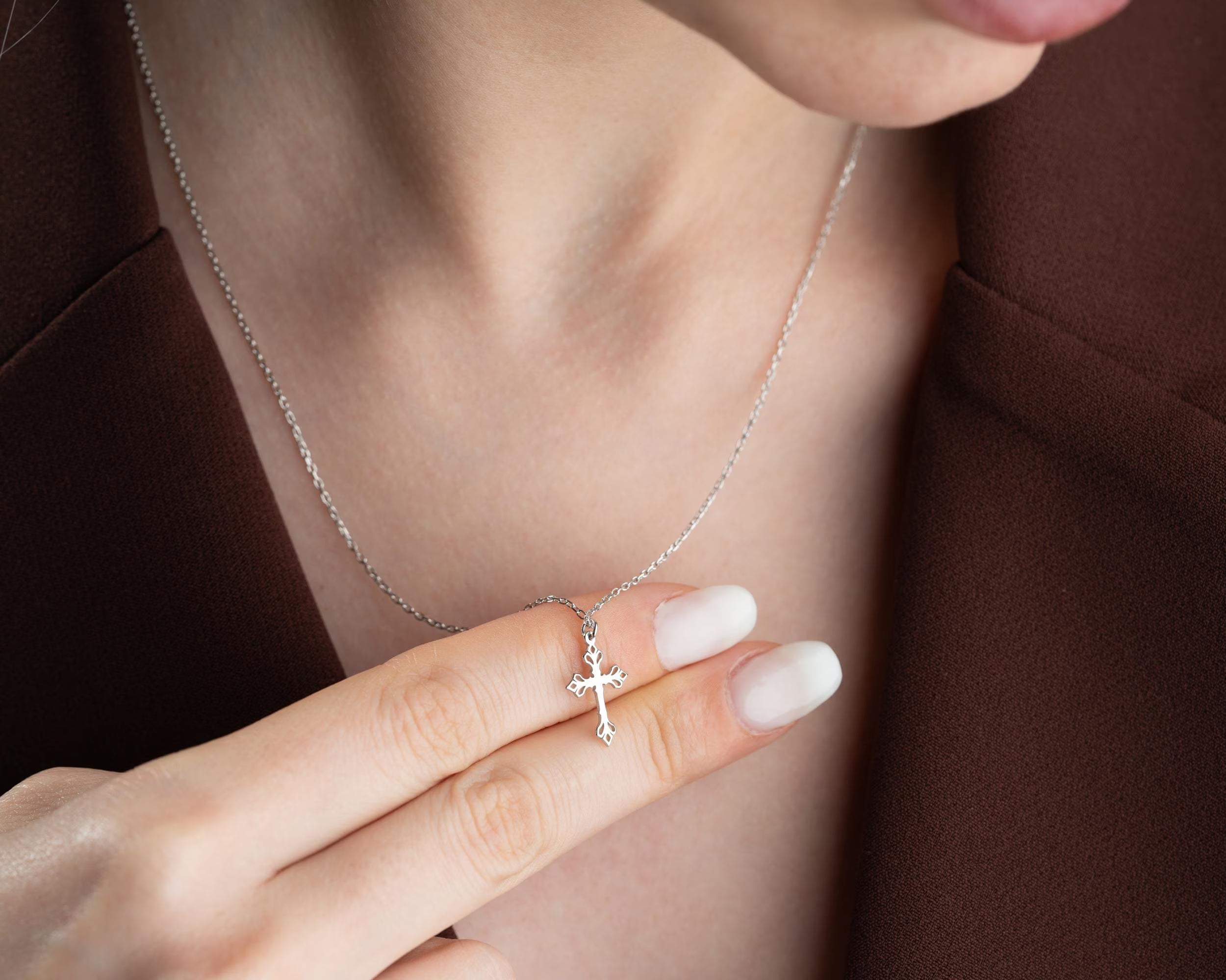 Grace & Glow Cross Necklace – Faith Wrapped in Pure Elegance