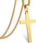 Gold Cross Necklaces for Men Boys Stainless Steel Cross Pendant Chain Catholic Religious Christian Birthday Valentines Day Jewelry Gifts Teen Him Boyfriend Son Dad Adults Male Kids Age Ideas