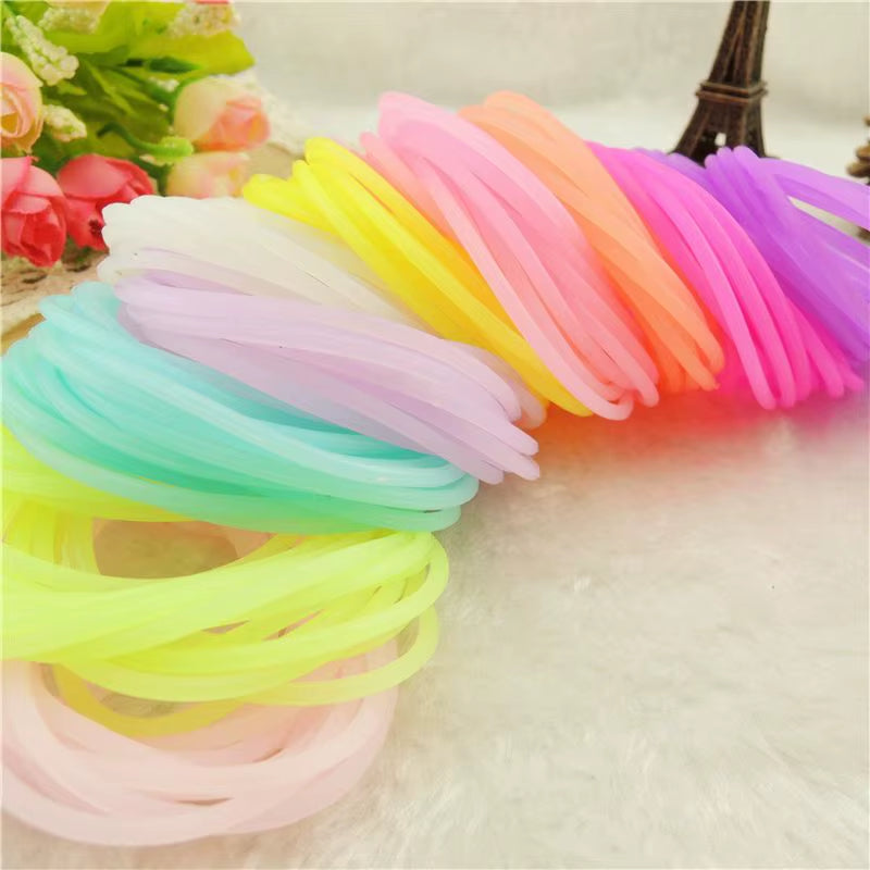 Wholesale 20PCS Neon Fluorescent Luminous Silicone Bracelets Wristband Candy Gummy Hairband Unisex Bangles Glow Rubber Bracelet