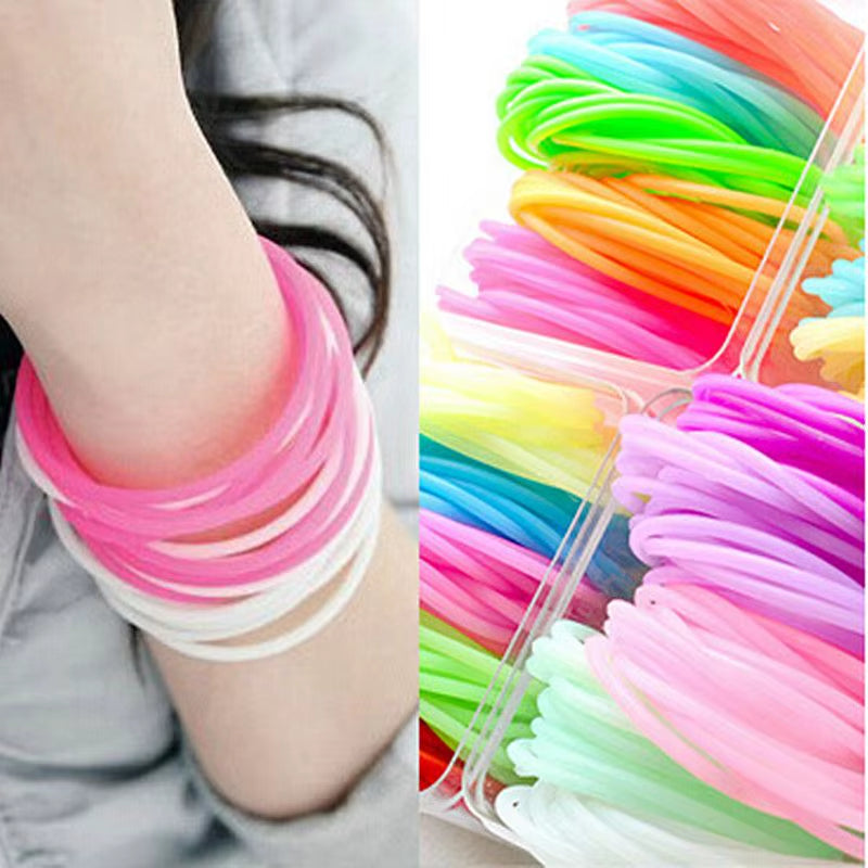 Wholesale 20PCS Neon Fluorescent Luminous Silicone Bracelets Wristband Candy Gummy Hairband Unisex Bangles Glow Rubber Bracelet