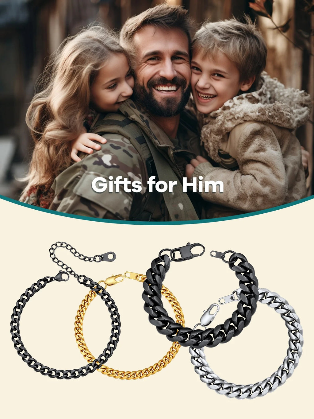 Men Chain Bracelet Black Cuban Curb Bracelet 6MM 8.3 Inch Wrist Bracelet Mens Stainless Steel Jewelry