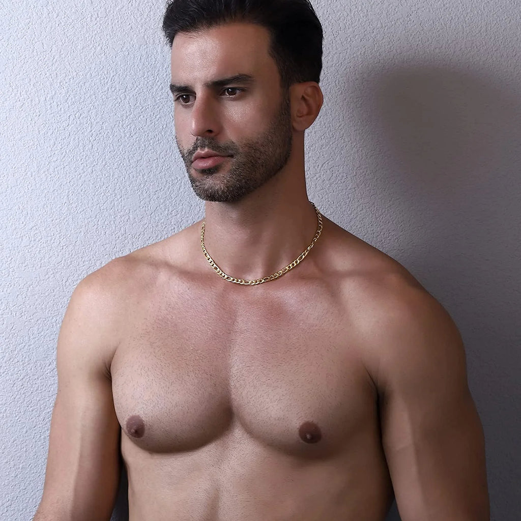 Layered Gold Cross Necklaces for Men Boys Stainless Steel Figaro Twist Rope Pendant Chain Set Religious Christian Birthday Valentines Day Jewelry Gifts Him Teen Dad Husband Adults Kids Ideas