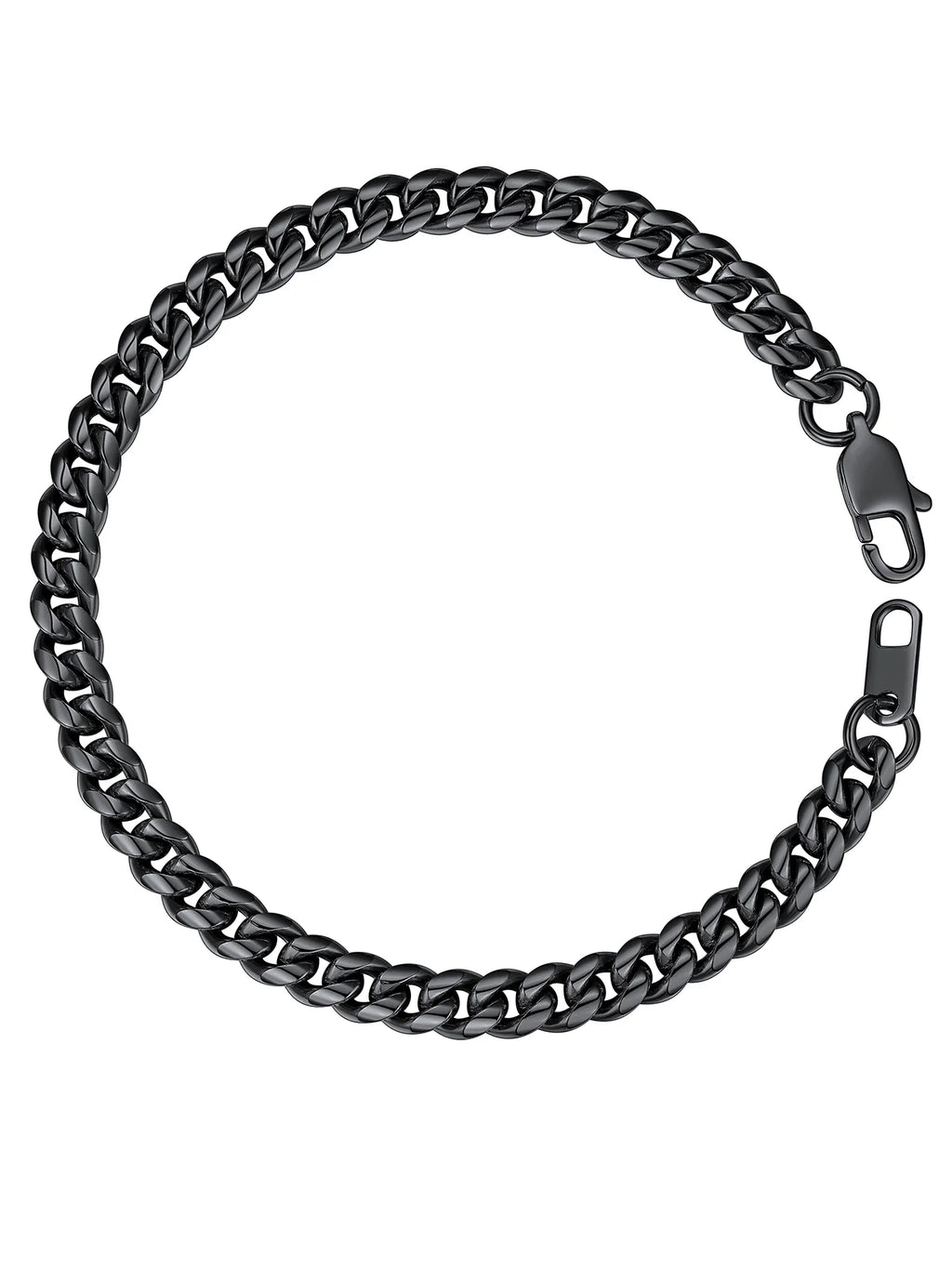 Men Chain Bracelet Black Cuban Curb Bracelet 6MM 8.3 Inch Wrist Bracelet Mens Stainless Steel Jewelry