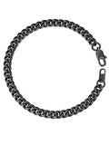 Men Chain Bracelet Black Cuban Curb Bracelet 6MM 8.3 Inch Wrist Bracelet Mens Stainless Steel Jewelry