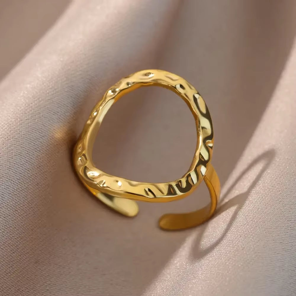 Stainless Steel Rings for Women Aesthetic Heart Gold Color Wedding Ring Vintage Waterproof Wedding Jewelry Prom Accessories Gift